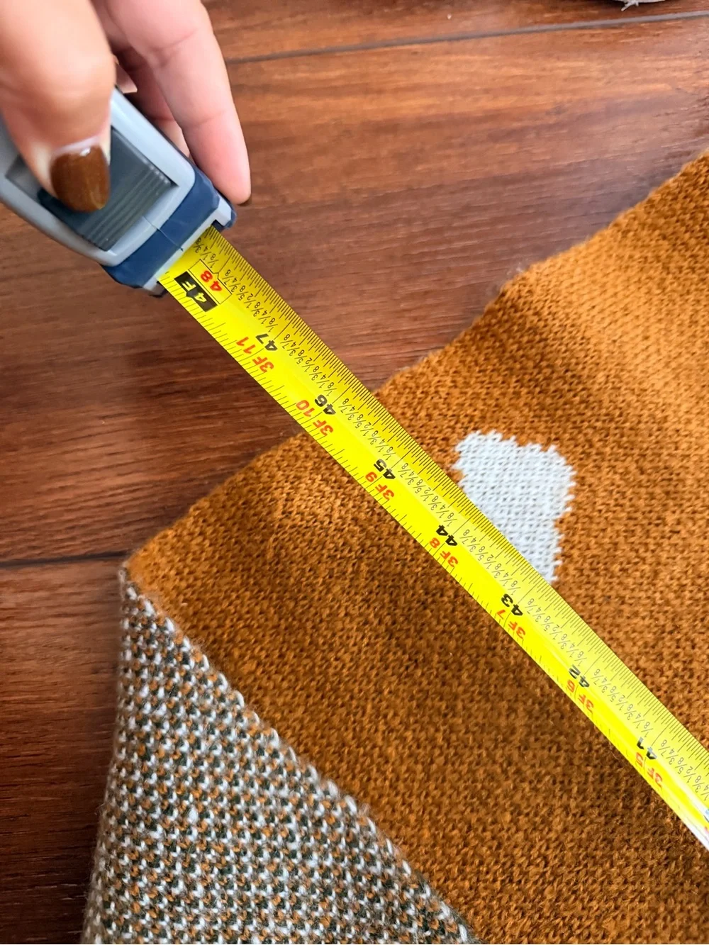 Anthropologie Green and Orange Deer Knit Throw